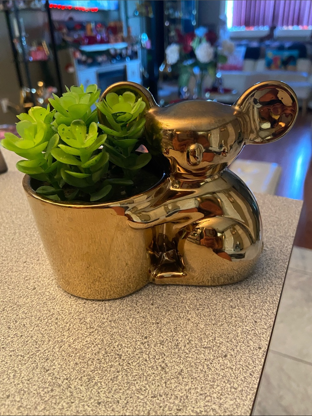 Gold Ceramic Koala Planter - Decorative Home Accents